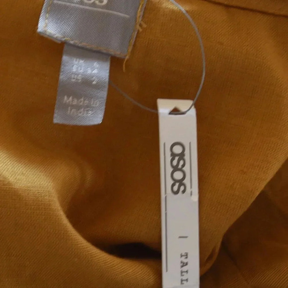 NWT ASOS || Jumpsuit Mustard Yellow Waist Tie Flutter Sleeve Wide Leg Sz 2 TALL - Picture 10 of 11